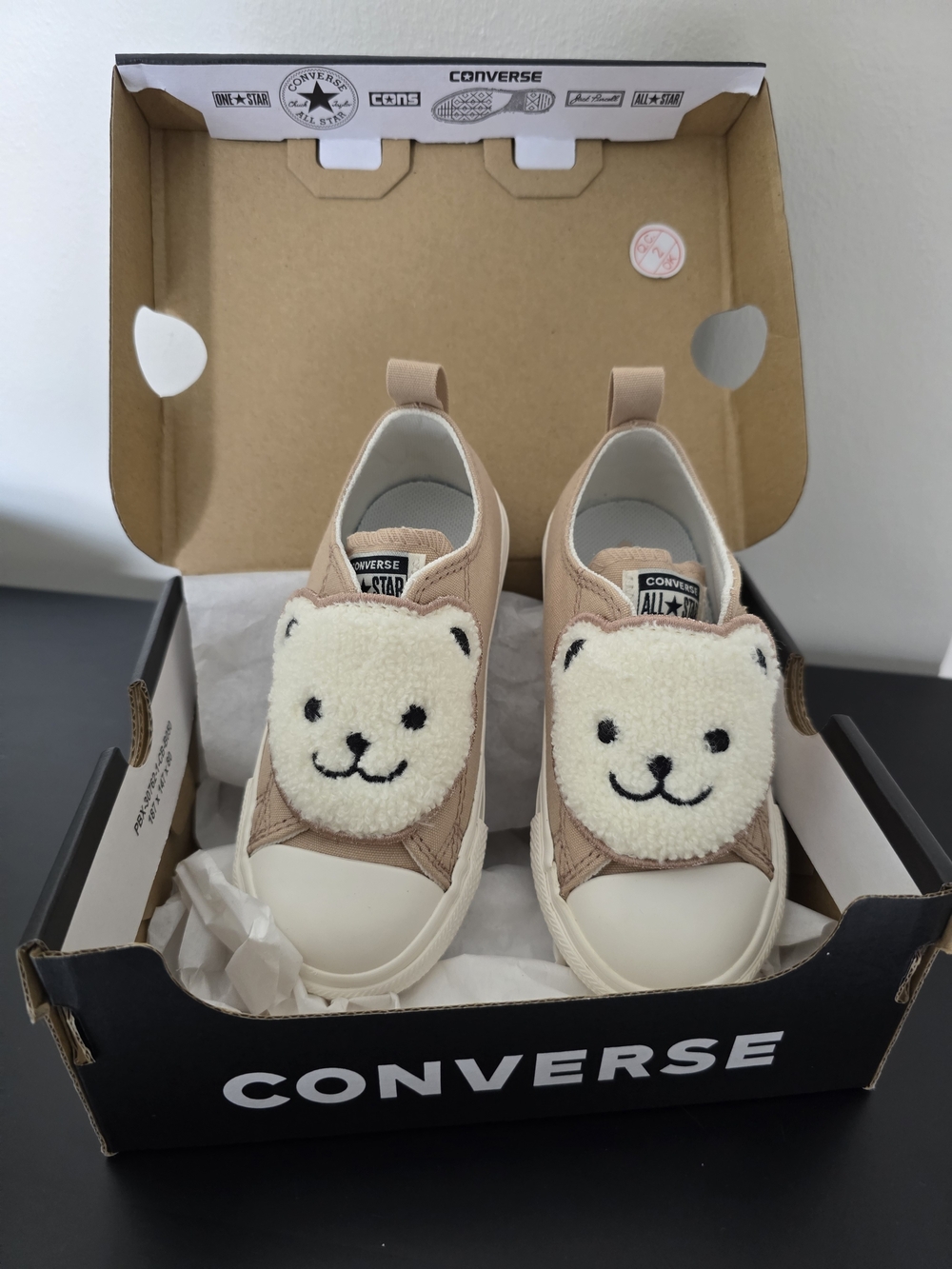 Converse Kids Beige Bear Slip-On Sneakers